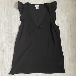 J Crew Factory Black Ruffle Sleeveless Top Size 00